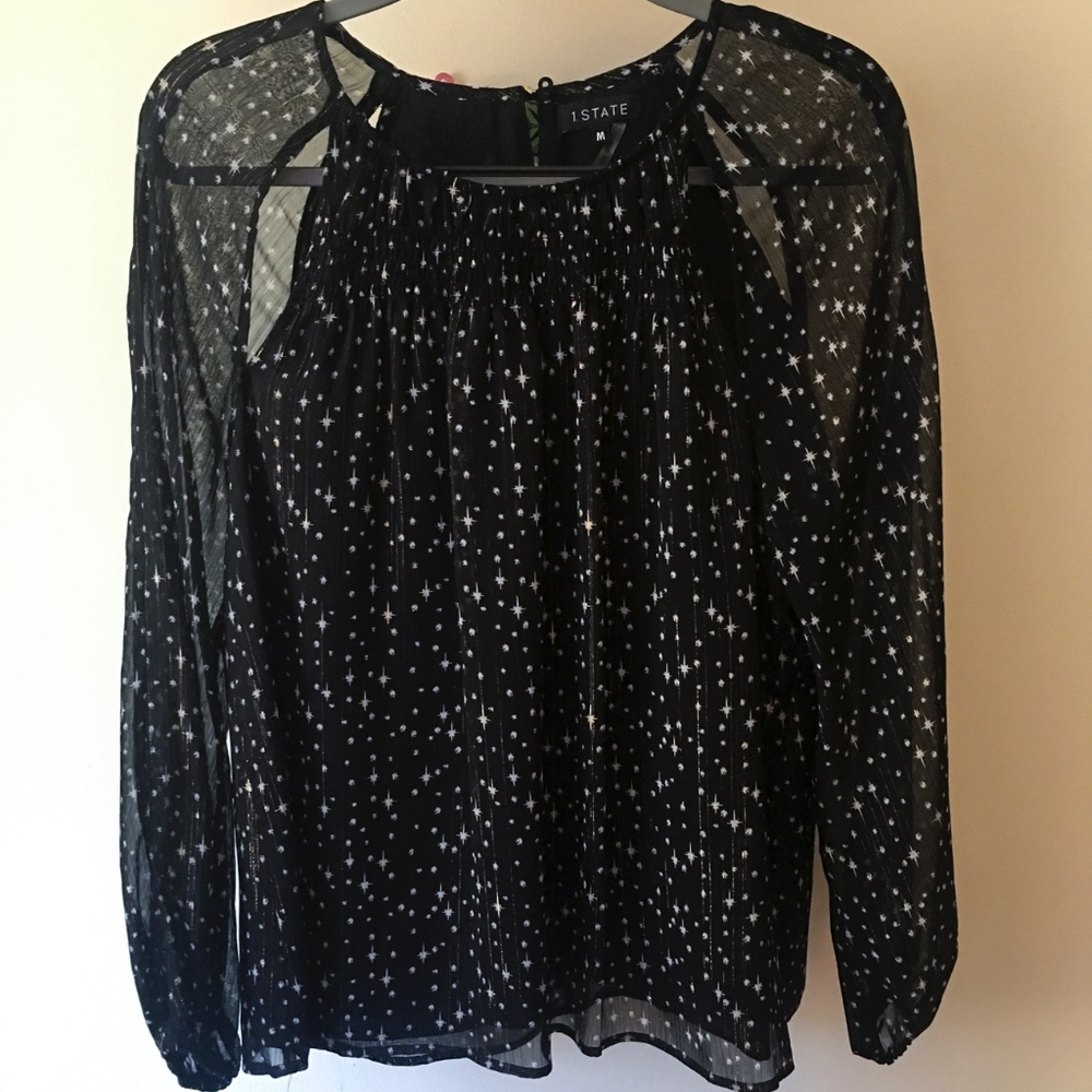1. STATE Cutout Pintuck Blouse